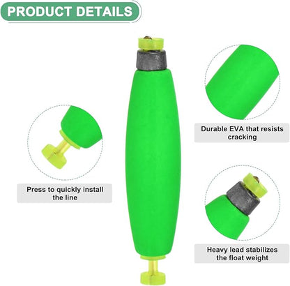 Fishing Bobbers Floats, EVA Foam Weighted Bobbers for Crappie/Bluegill/Trout Bass/Catfish, Clip-on Floats Slip Corks