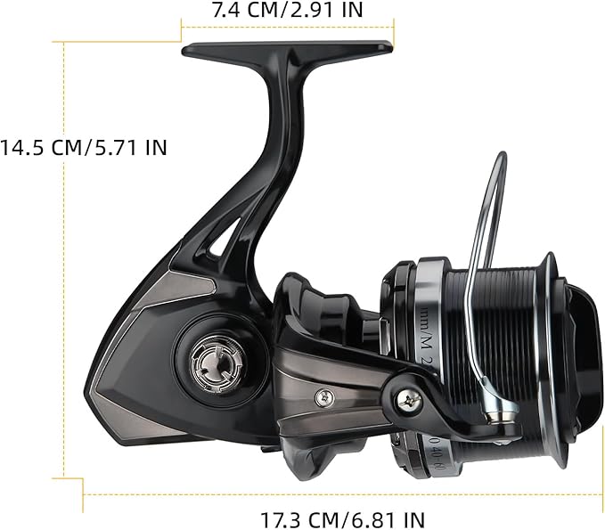 HAUT TON 8000/10000/12000 Big Game Surf Spinning Fishing Reel,20KG Drag Power. Backlash-Free Bearings,Metal Reel Seat,Zinc Alloy Gear for Saltwater Inshore and Offshore Fishing