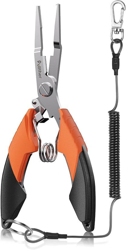 Fishing Split Ring Pliers, Stainless Steel Fishing Tools, Fishing Multitool for Saltwater Freshwater with Braid Line Cutter