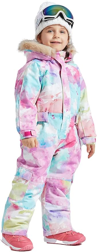 Kids Girls Boys Waterproof Colorful One Piece Snowsuits Coveralls Ski Suits Jackets Winter Jumpsuits