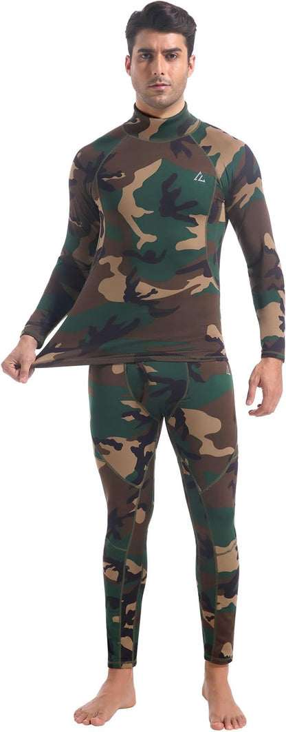 CL convallaria Mens Thermal Underwear Set with Fly Long Johns Base Layer Winter Hunting Gear Sport Top and Bottom