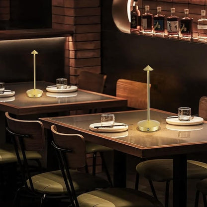 2 Pack Cordless Table Lamp Battery Lamp, Portable LED Desk Lamps,6000mAh Rechargeable Battery Operated Lighting for Bedroom Dining Room Restaurant Patio Shop Camping Night Light (Gold)