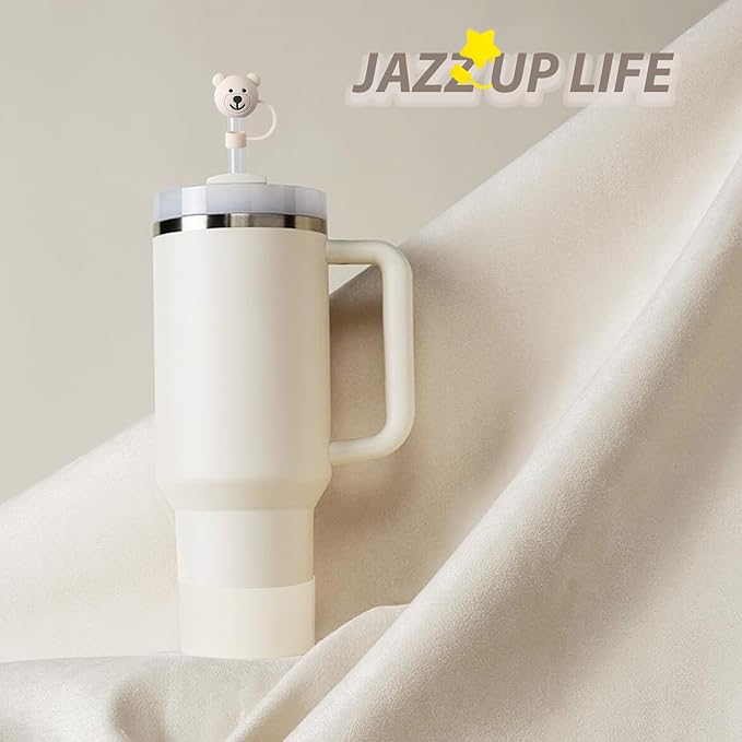 Stanley Cup Accessories Set Including 6 Pcs Silicone Spill Proof Stopper, 2 Pcs Straw Cover Cap for 9-10 mm Straws, 1 Pcs Silicone Boot for Stanley Cup Stanley 40oz & 30oz Tumbler (CREAM)