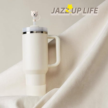 Stanley Cup Accessories Set Including 6 Pcs Silicone Spill Proof Stopper, 2 Pcs Straw Cover Cap for 9-10 mm Straws, 1 Pcs Silicone Boot for Stanley Cup Stanley 40oz & 30oz Tumbler (CREAM)