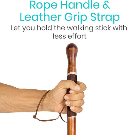 Vive Wooden Walking Stick - Willow Cane for Seniors Hiking & Balance - Heavy Duty Carved Twisted Wood Sticks for Men & Women - Stylish Support Pole for Outdoor Trekking & Weight Bearing