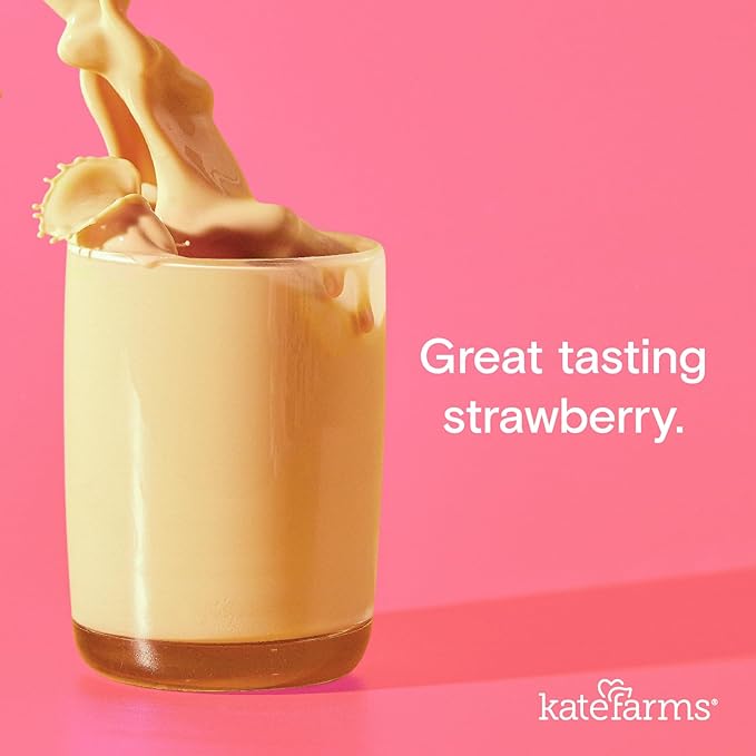 KATE FARMS Organic 1.4 High Calorie Nutrition Shake, Strawberry, 20g Protein, 27 Vitamins and Minerals, Meal Replacement, 11 oz (6 Pack)