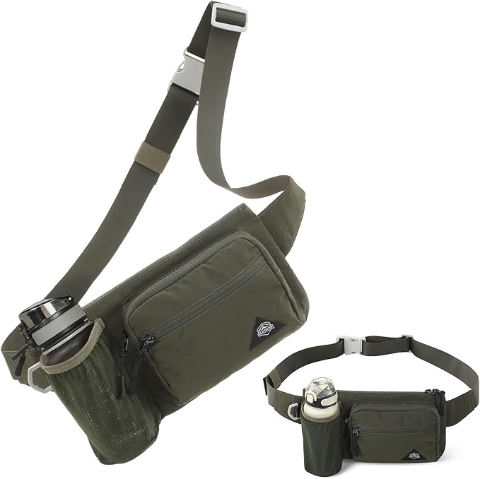 Waist Pack with Water Bottle Holder for Men Women Waist Bag Running Waist Pack Waterproof for Outdoor Travel Cycling Climbing Walking Fit All Phones (Bottle Not Included) (Green)