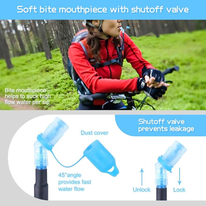 2L Hydration Bladder, BPA Free Water Bladder for Hiking Backpack 2 Liter Military Green Water Storage Bag with Insulated Tube, Hydration Back Pack Replacement for Outdoor Camping Running Cycling