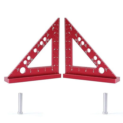 Carpenter Square, Small Triangle Square, 90 Degree Small Square Ruler, Woodworking Measuring Tool with Fixed Miter Angle Pin (Red)