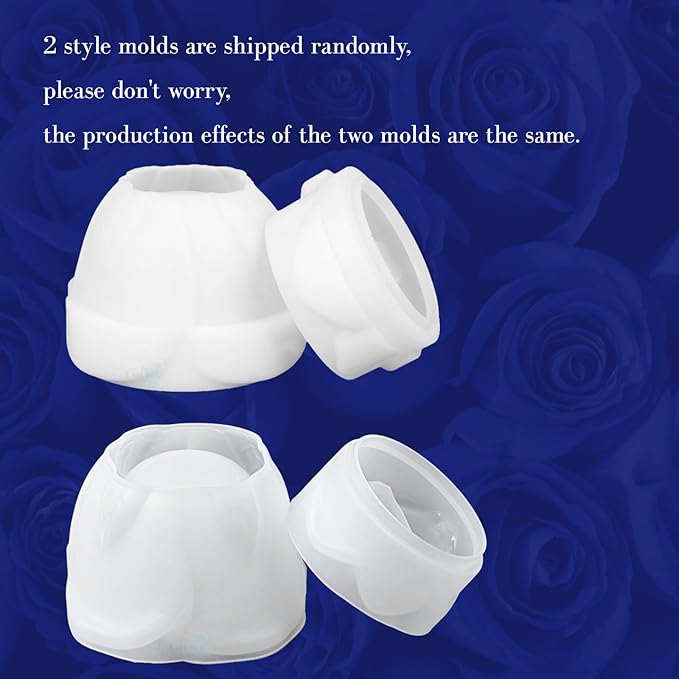 Epoxy Resin Storage Box Silicone Molds Rose Shape Candle Jar with Lid Concrete Mould Cement Planter Candle Vessels Candlestick Craft Gift Mold Resin Jar Molds Jewelry Container Flowerpot Casting Mould