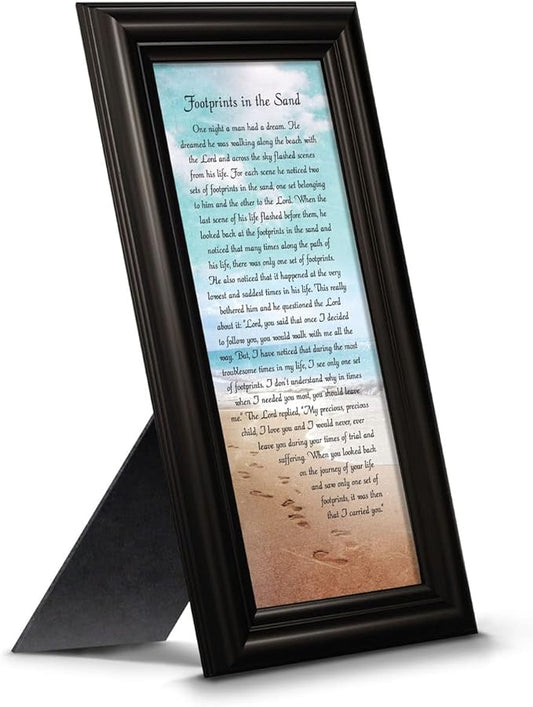 Footprints in the Sand Inspirational Wall Art, Beach Decor, Christian Gifts for Women and Men, Christian Wall Decor, Get Well Soon, Encouraging Scripture Wall Art, Framed Sympathy Gift 7349B