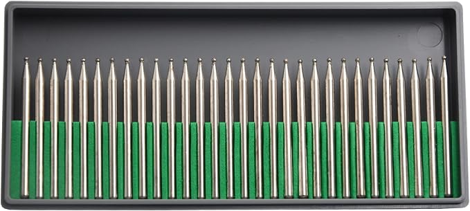 30Pcs 1.5mm Ball,3mm Shaft,Diamond Stone Abrasive Burs Burr Grit Bits for Rotary Tool Grinding Head Jewelry Lapidary Woodworking (Ball 1.5mm)