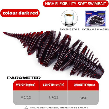 Soft Swimbait Lures, Soft Plastic Fishing Lures Kit, Bass Fishing Lure Swim Baits with 5 Color, Threaded Small Needle Tail for Trout, Crappie, Bass, Redfish, Freshwater, Saltwater