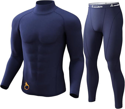 CL convallaria Thermal Underwear for Men Long Johns Fleece Lined Hunting Gear Set Base Layer for Cold Weather XS-4XL