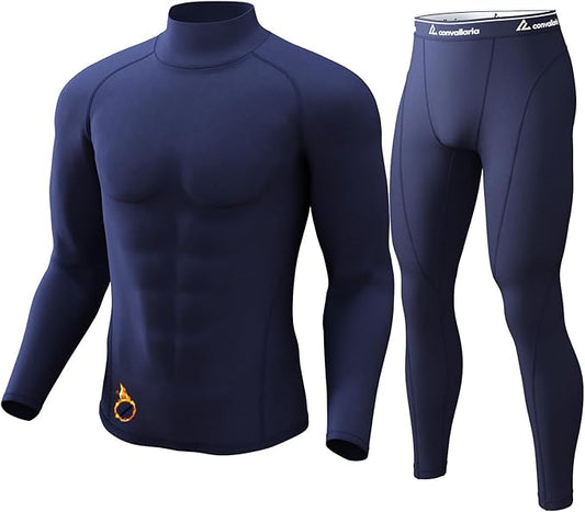 CL convallaria Thermal Underwear for Men Long Johns Fleece Lined Hunting Gear Set Base Layer for Cold Weather XS-4XL