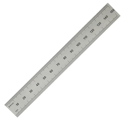 PEC Tools 6" x 150mm Machinist Metal Ruler, 1/25" Thick X 3/4" Wide, Satin Chrome Finish Tempered Stainless Steel Ruler, Measurement Accuracy 1/32",1/64", 0.5mm, 1mm, Made in USA