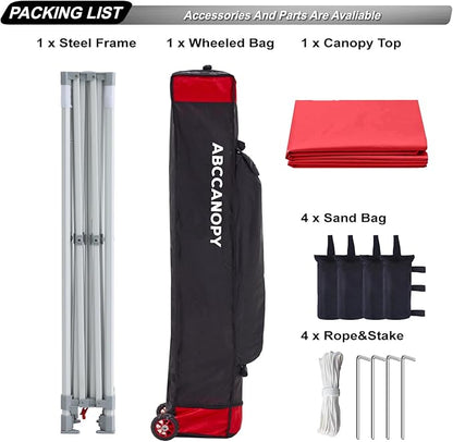 ABCCANOPY Commercial Pop Up Canopy Tent 10x10 Premium-Series, Red
