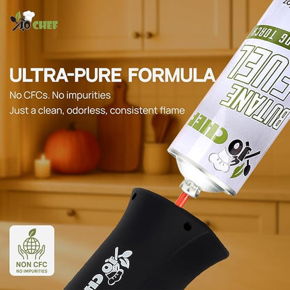 Jo Chef Butane Fuel Refill, Fuel Canister, Universal Refill Gas Lighter, Kitchen Torch, Fuel Butane Torch fluid – Universal Tip – (3 Cans)