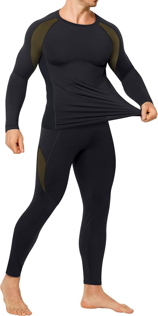 TAILONG Thermal Underwear for Men Long Johns with Fleece Lined Base Layer Hunting Gear Bottom Top for Cold Weather