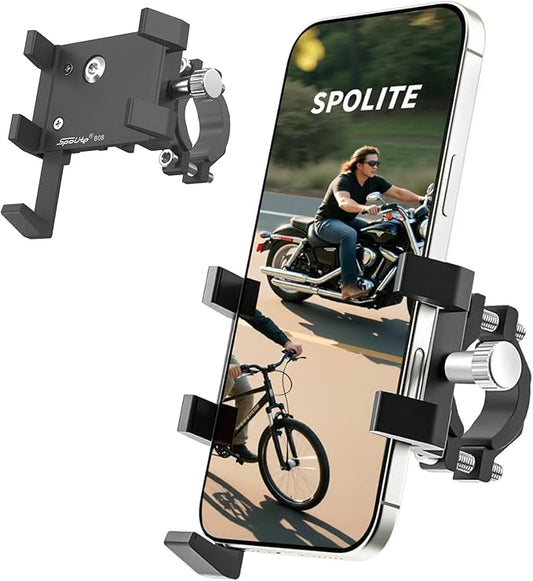 Bike Motorcycle Phone Mount,Aluminum Bike Phone Holder Handlebar [Anti-Shake],360° Bike Cell Holder for 4.7-7 Inch Smartphones Bike Motorcycle