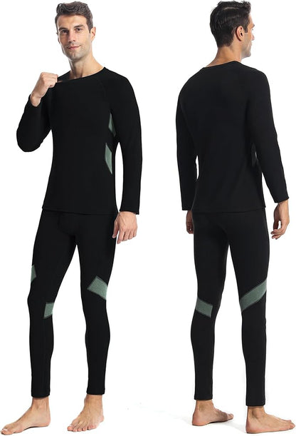 Runhit Mens Thermal Underwear Set：Fleece Lined Long Johns for Men Thermal Shirts and Pants Base Layer Cold Weather Thermals