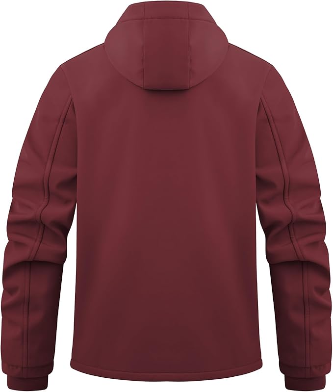 WULFUL Men's Lightweight Softshell Jacket Warm Fleece Lined Windbreaker Waterproof Soft Shell for Outdoor Hiking