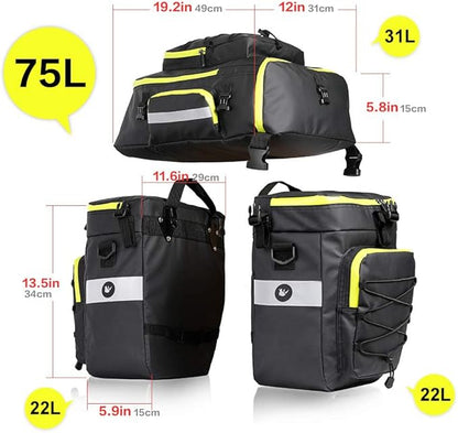 Rhinowalk Bike Pannier Bag Set for Bicycle Cargo Rack Saddle Bag Shoulder Bag Laptop Pannier Rack Bicycle Bag Professional Cycling Accessories 3 in 1