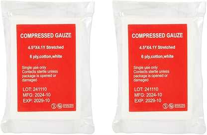 Quick Blood Clotting Emergency Gauze 3" x 145" (2 Pack)- Sterile Hemostatic Z-Folded Compressed Gauze 6-Ply (2 Pack) for First Aid, Combat, Survival, IFAK Trauma Kit Supplies Refill (STAMEN) ﻿