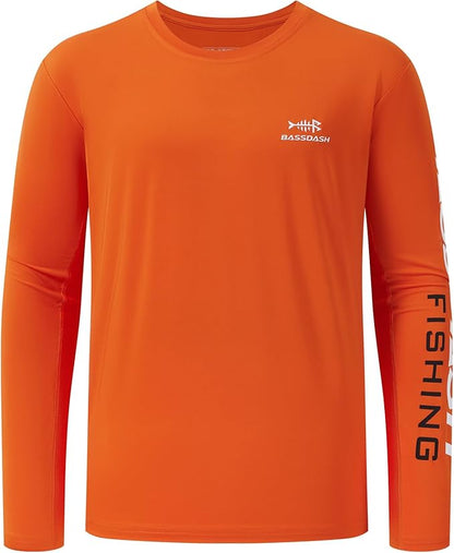 BASSDASH Fishing T Shirts for Men UV Sun Protection UPF 50+ Long Sleeve Tee T-Shirt