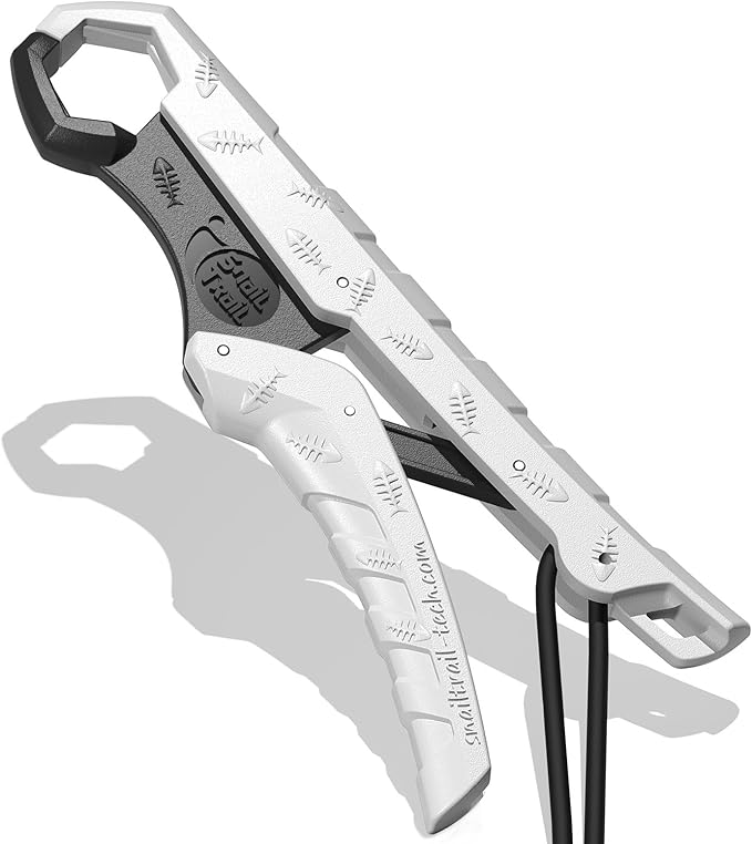 SNAIL TRAIL 7.5''/9'' Floating Fish Gripper, Fishing Grabber, Catfish Mouth Pliers, Caught Bass Holder, Digital Scale Hook Clamp, Saltwater Lip Grip Tool with Lanyard, Gifts for Men