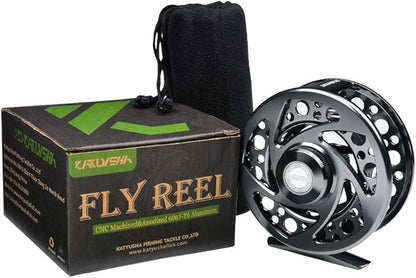 Fly Fishing Reel Fly Reels - Large Arbor CNC-Machined Aluminum Alloy Body Light Weight 5/7, 7/9, 9/10 wt (Black, Green, Silver/Blue, Gray-Green, Silver-Blue,Gunmetal,Ice Blue,Sapphire Blue)