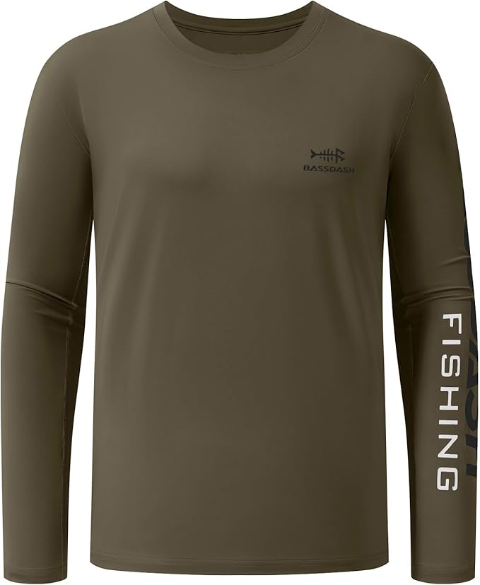BASSDASH Fishing T Shirts for Men UV Sun Protection UPF 50+ Long Sleeve Tee T-Shirt