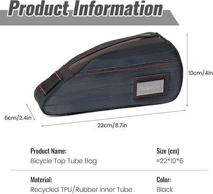 RideRow Bike Top Tube Bag Bicycle Front Frame Bag Waterproof Bike Pouch Pack,Phone Bag Cycling Accessories Pouch for Mountain Road Bike Black