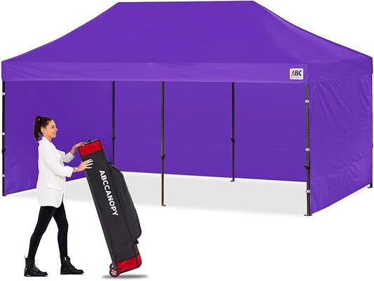 ABCCANOPY Heavy Duty Easy Pop up Canopy Tent with Sidewalls 10x20, Purple