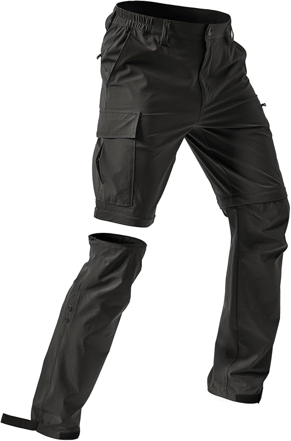 Moosehill Men's-Hiking-Pants Convertible Quick-Dry Water-Resistant Lightweight Zip-Off Outdoor with 5 Deep Pockets