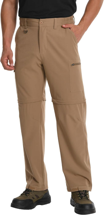 Mens Hiking Pants Convertible Quick Dry Zip Off Tactical Cargo Pants Water Resistant Lightweight Outdoor Pants with 6 Pockets