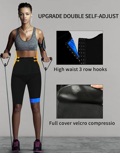 Sauna Pants Women Sweat Capris Slimming Leggings,Mesh Crotch,High Waist Workout Body Shaper Suits