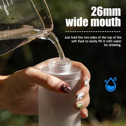 TPU Collapsible Soft Flask,Lightweight PBA Free Folding Running Water Bottles,Leakproof Durable Hydration Flask for Outdoors (250ml/8.45oz-Dark Blue)