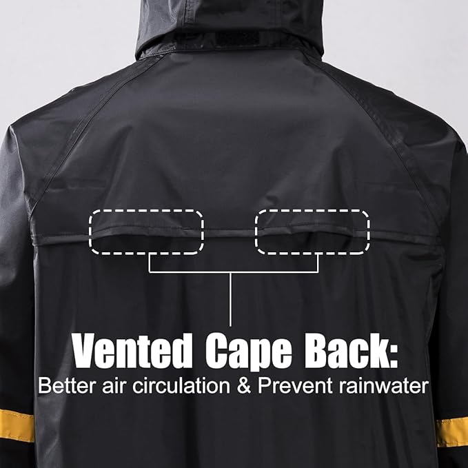 EI Sonador Classic Long Rain Coats for Men, Hooded Raincoats Rainwear for Waterproof Work, Breathable, Rain Jacket Poncho