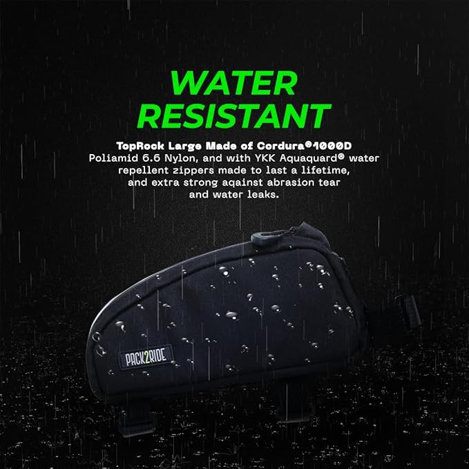 Toprock Frame Bag - Water Resistant, Durable Cordura Fabric & Bicycle Daily Essentials Holder - Top Tube, Frame Storage, Bikepacking for Road, Gravel Cycling - Black (1 L)