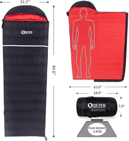 Down Sleeping Bag for Adults, 600 Fill Power, Ultralight & Compact with Compression Sack for Backpacking, Camping, Hiking