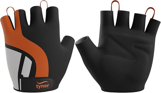 TYNOR Training Gym Gloves Padded Weight Lifting Gloves with Wrist Wrap Extra Grips Adjustable Full Palm Protection Fitness Fingerless Glove for Men & Women, Crossfit, Climbing,1 Pair