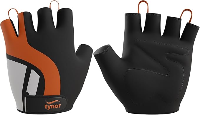 TYNOR Training Gym Gloves Padded Weight Lifting Gloves with Wrist Wrap Extra Grips Adjustable Full Palm Protection Fitness Fingerless Glove for Men & Women, Crossfit, Climbing,1 Pair