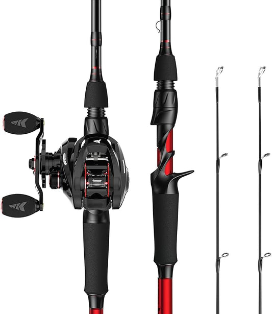 KastKing Royale Legend II Twin Tip Fishing Rod and Reel Combos, Spinning & Casting Combo, IM6 Graphite 2Pc Blanks, Extra Backup Tip Section, Stainless-Steel Guides, KastFlex Technology, EVA Handles