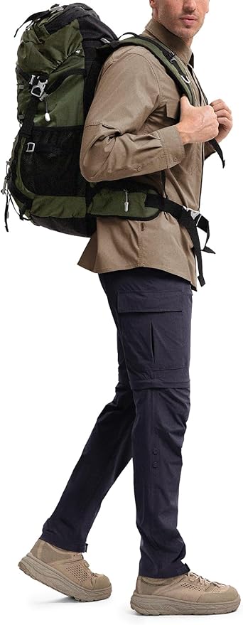 Moosehill Men's-Hiking-Pants Convertible Quick-Dry Water-Resistant Lightweight Zip-Off Outdoor with 5 Deep Pockets
