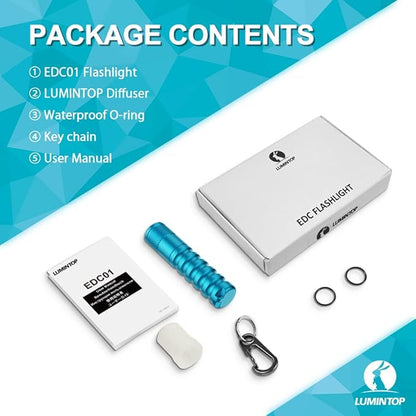 LUMINTOP EDC01 Keychain Flashlight 120 lumens Pocket EDC Flashlight 36 Hours Long Lasting IPX8 Waterproof for Daily Use Blue