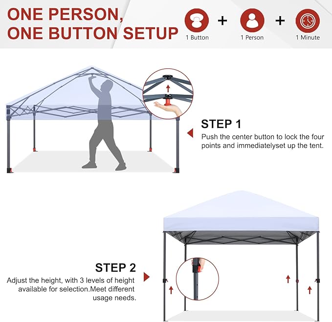 ABCCANOPY Pop Up Canopy - Outdoor Patio Portable Canopy Tent Heavy Duty for Backyard and Deck with 4 Sandbags(Iory White, 8x8)