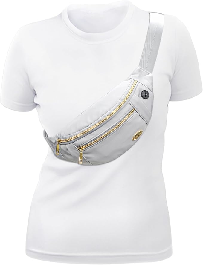 Entchin Fanny Pack for Women Men,Crossbody Belt Bag with 4-Zipper Pockets,Adjustable Waist Bag Pack,One of the Most Popular Travel Essential Gifts for Walking,Traveling,Cycling