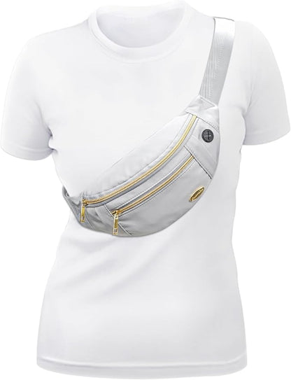 Entchin Fanny Pack for Women Men,Crossbody Belt Bag with 4-Zipper Pockets,Adjustable Waist Bag Pack,One of the Most Popular Travel Essential Gifts for Walking,Traveling,Cycling