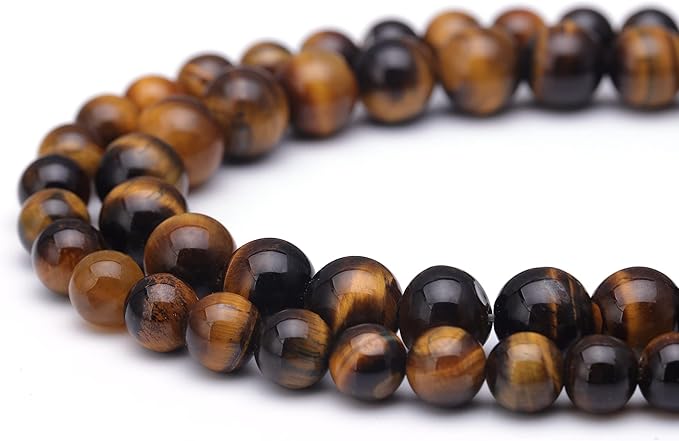 Youngbling Natural Gemstone Beads for Jewelry Making,6mm Tiger Eye Polished Round Smooth Stone Beads for Bracelet Necklace 15 Inch(Tiger Eye,6mm)